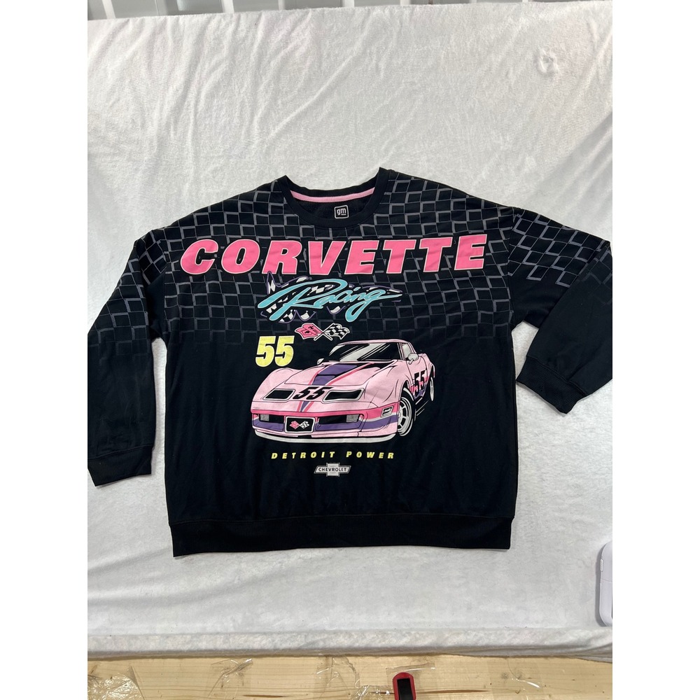GM Corvette Racing Sweatshirt Black Pink Hybrid Apparel Detroit Power XXL